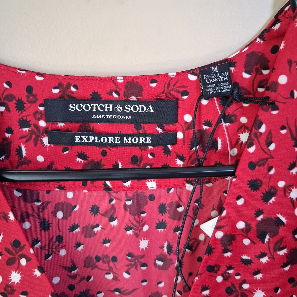 Scotch And Soda Anthropologie NWOT Red Printed Pleated Maxi Dress; Size M - Picture 7 of 12